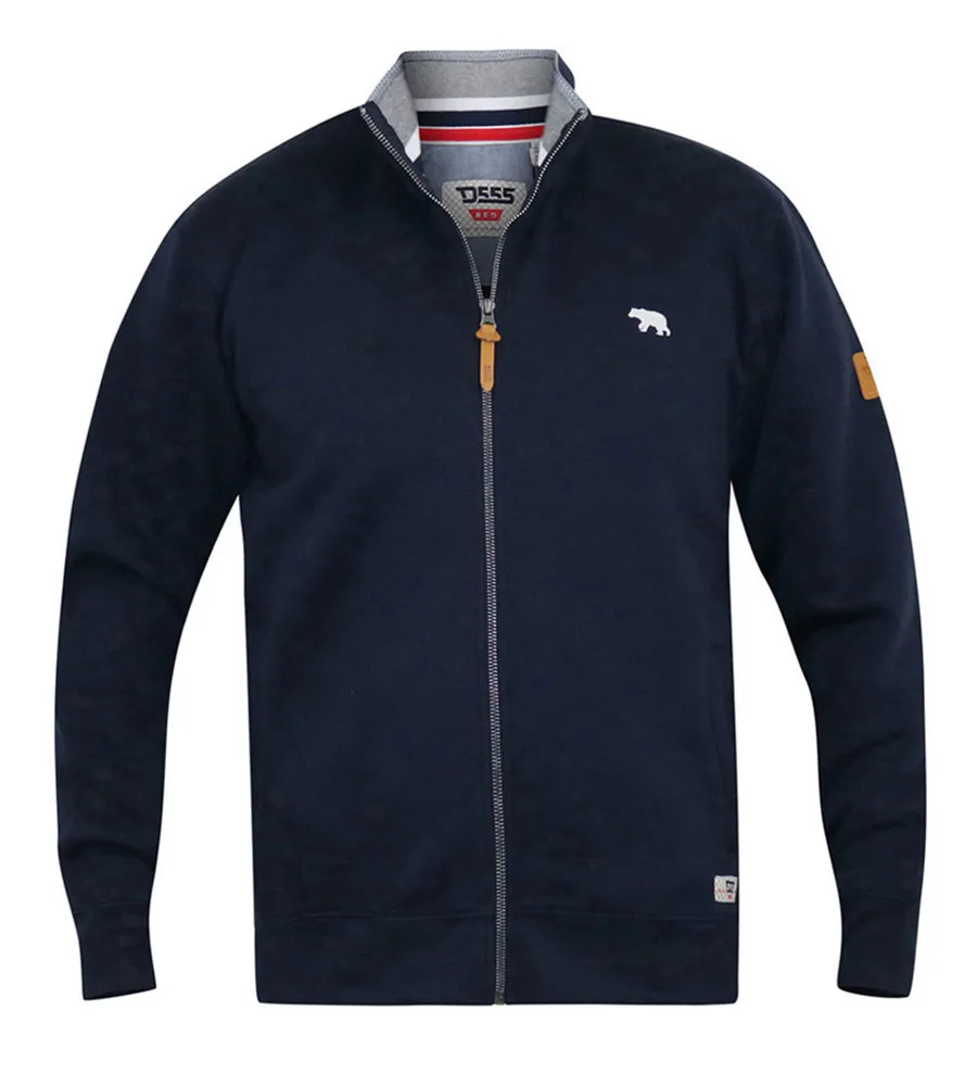 D555 Big Mens Navy Sweatshirt With Full Zip and Chest Embroidery (NASHUA)