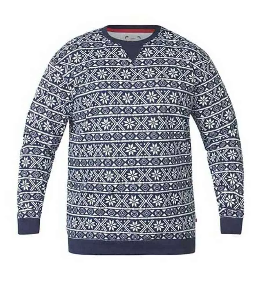 D555 Mens Christmas Sweatshirt With FairIsle Print (ADVENT)