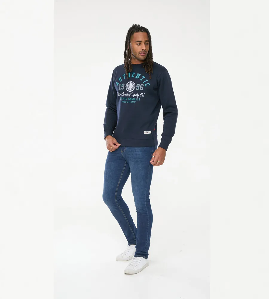 D555 Mens Navy Sweatshirt With Authentic Print (KEYWORTH)