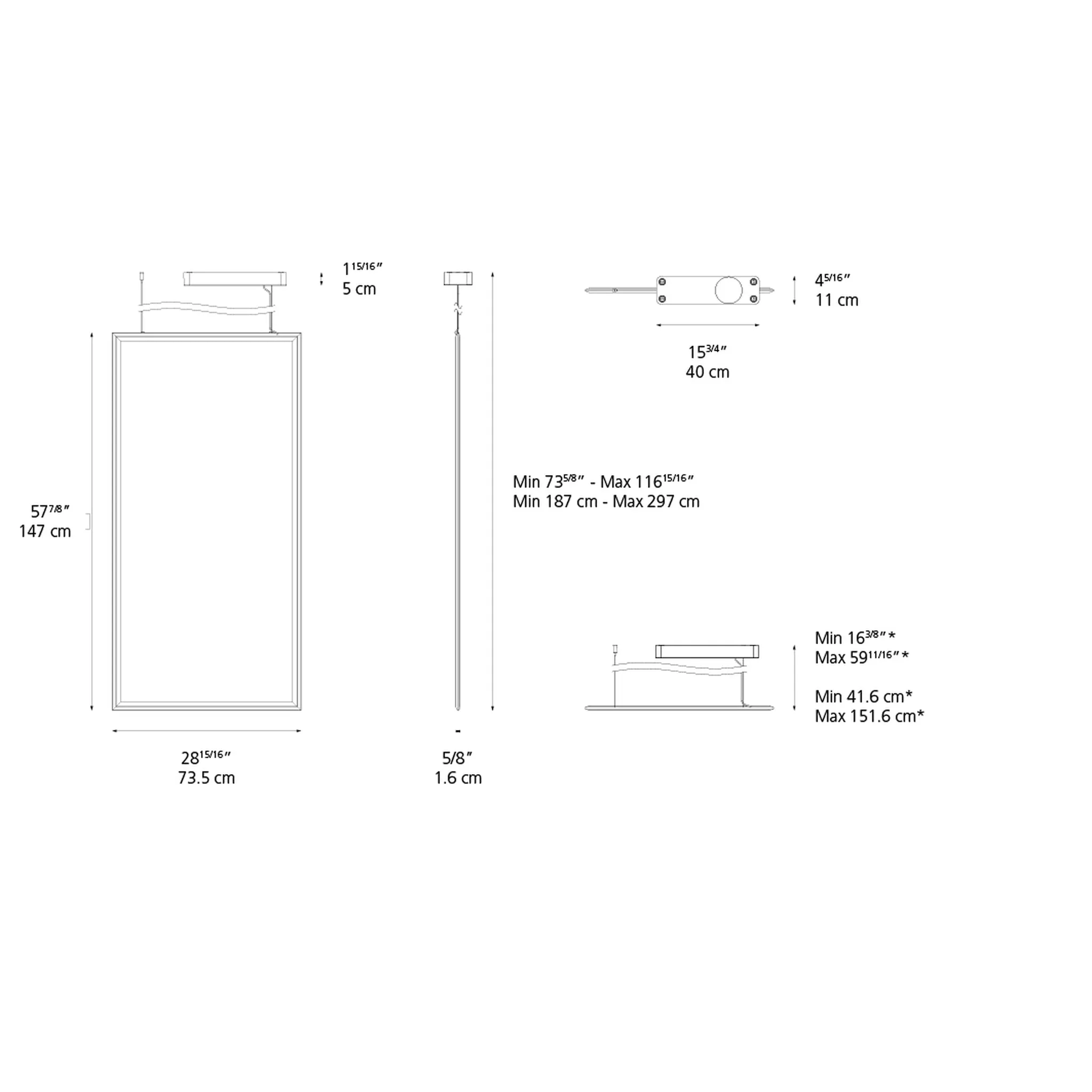 Discovery Space Rectangular 75x150 Suspension 3000k Black