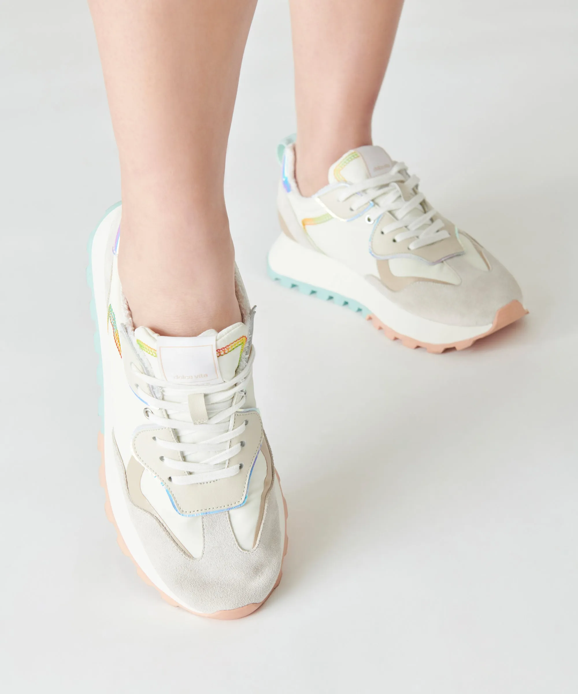 DOLCE VITA x GREATS REUBIN PRIDE SNEAKERS WHITE MULTI SUEDE