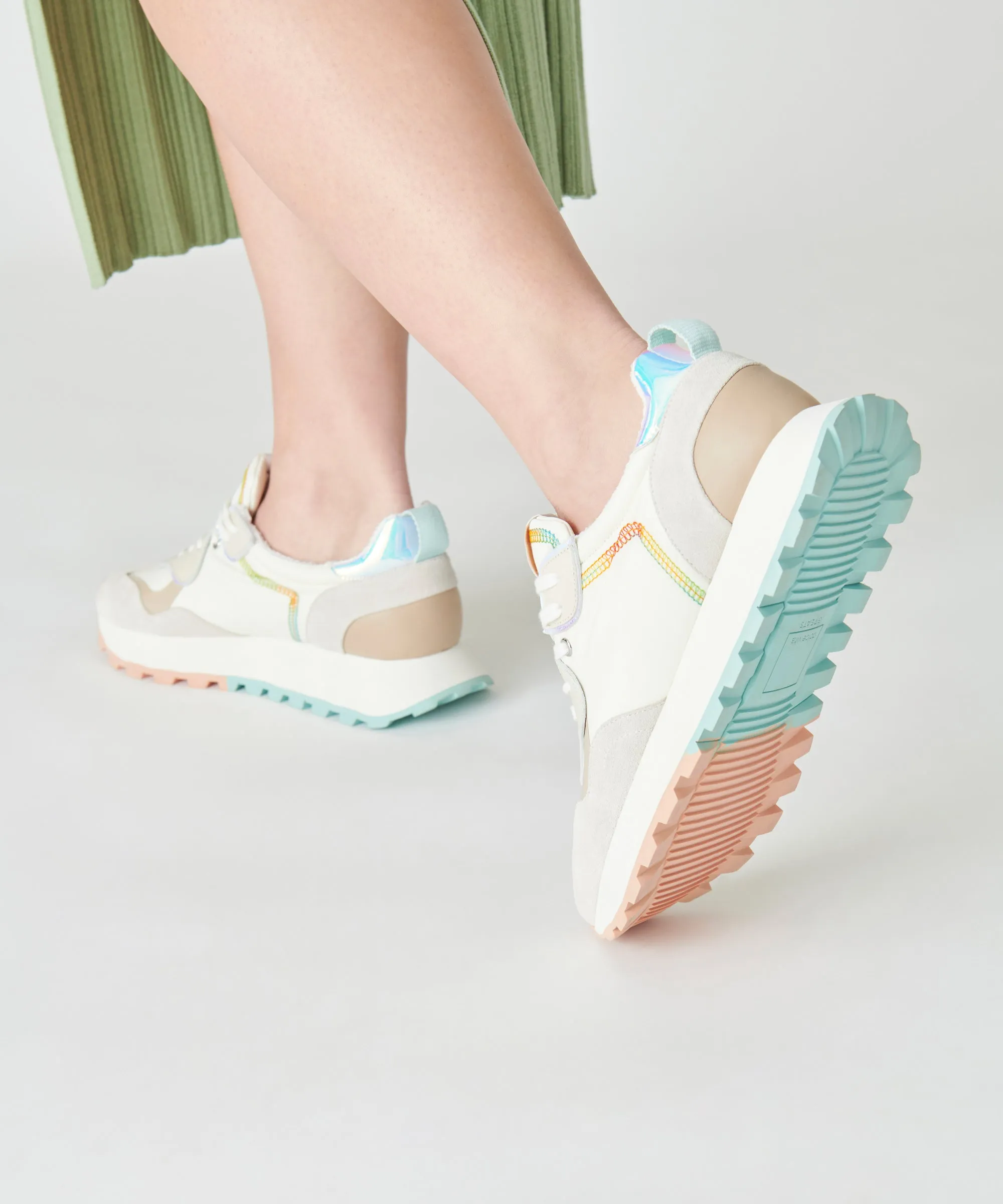 DOLCE VITA x GREATS REUBIN PRIDE SNEAKERS WHITE MULTI SUEDE