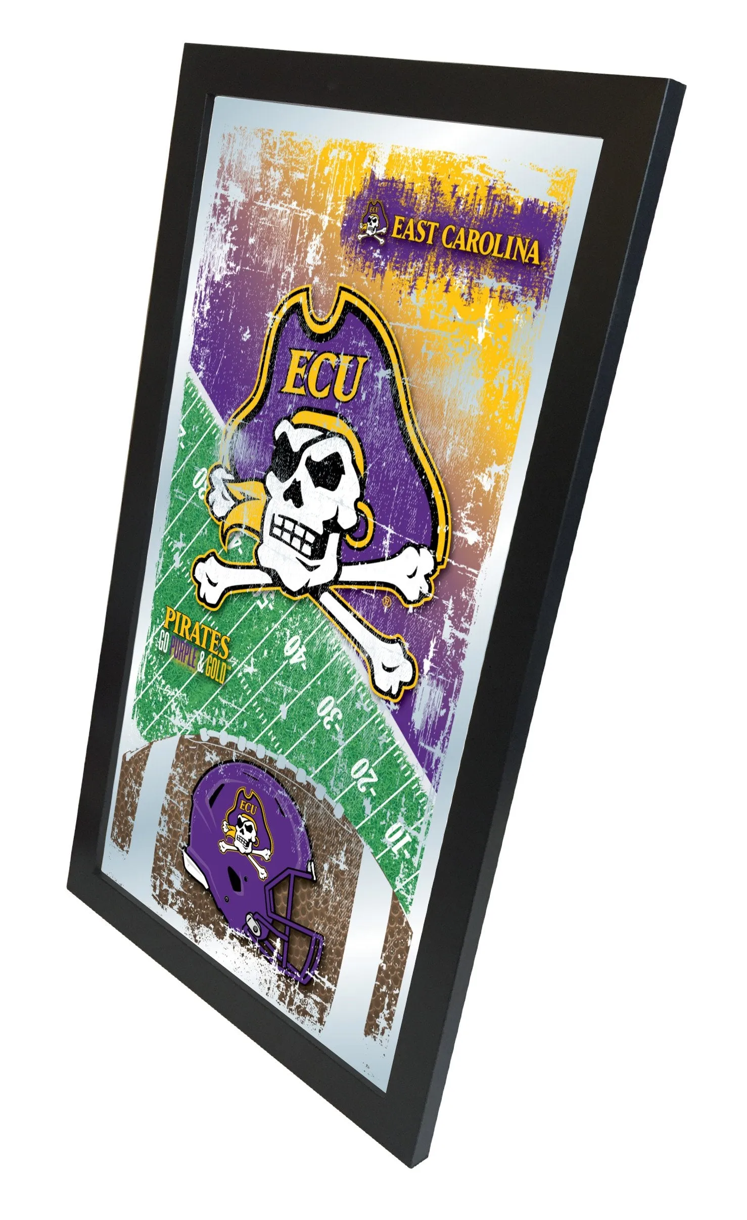 East Carolina Pirates HBS Football Framed Hanging Glass Wall Mirror (26x15)