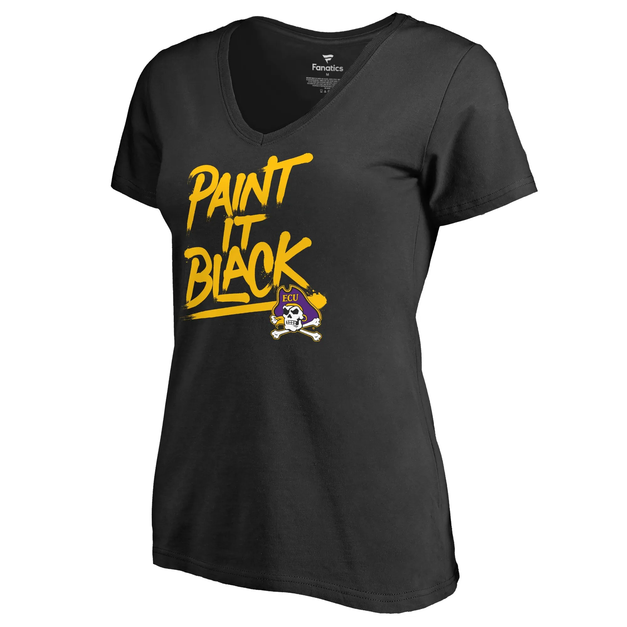 East Carolina Pirates Women's Paint It Black V-Neck T-Shirt