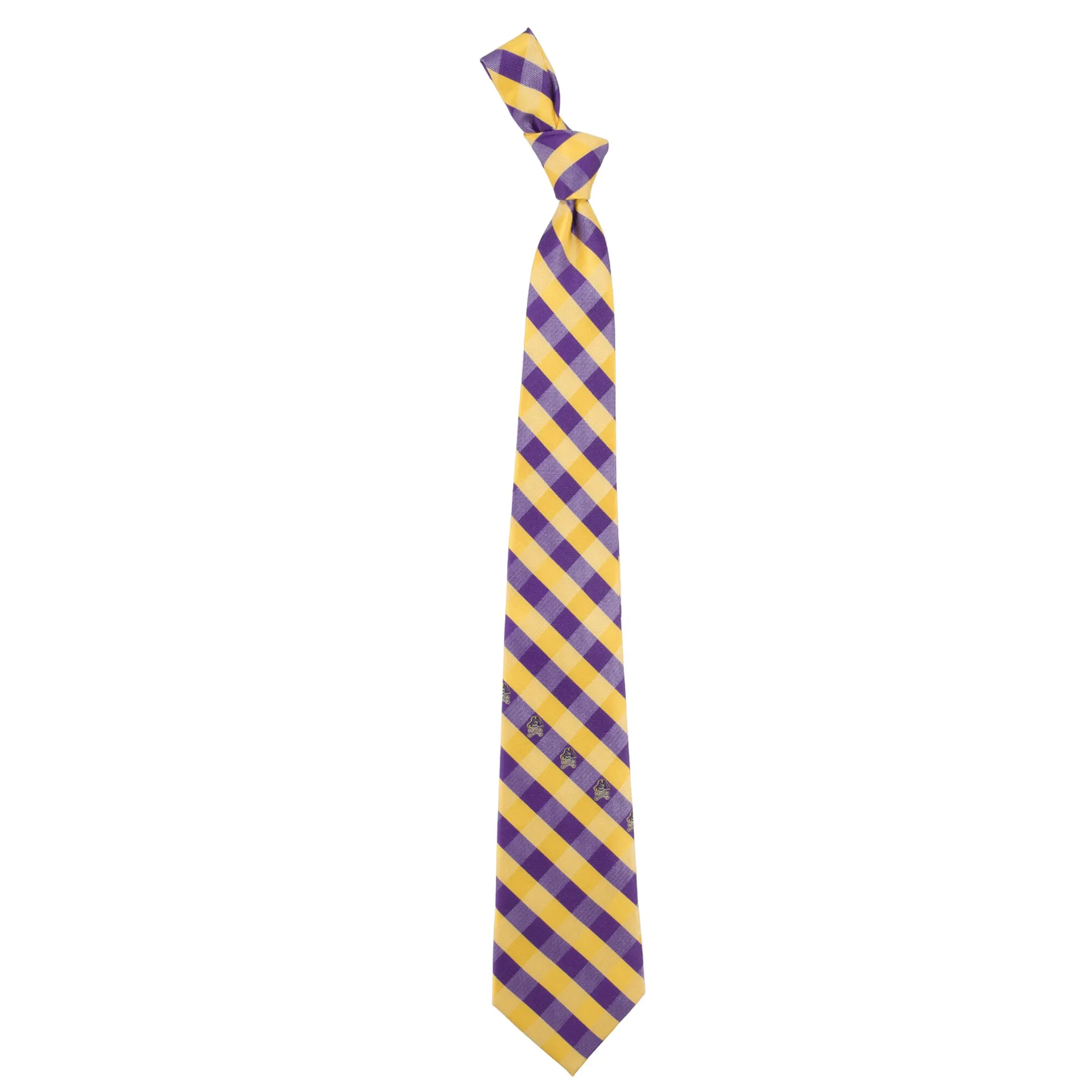 East Carolina Pirates Woven Poly Check Tie - Purple/Gold