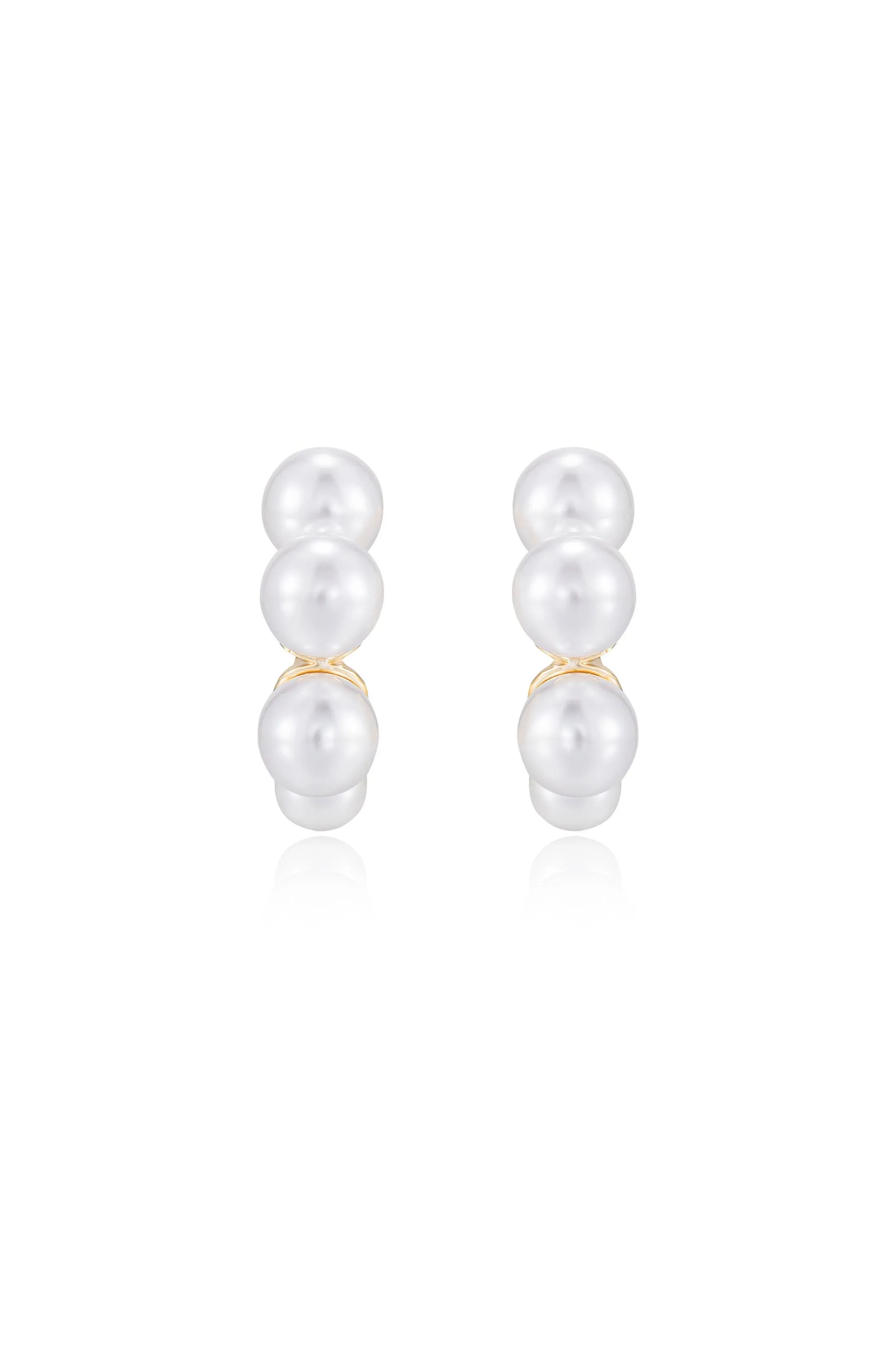 Five Point Pearl Hoop Earrings