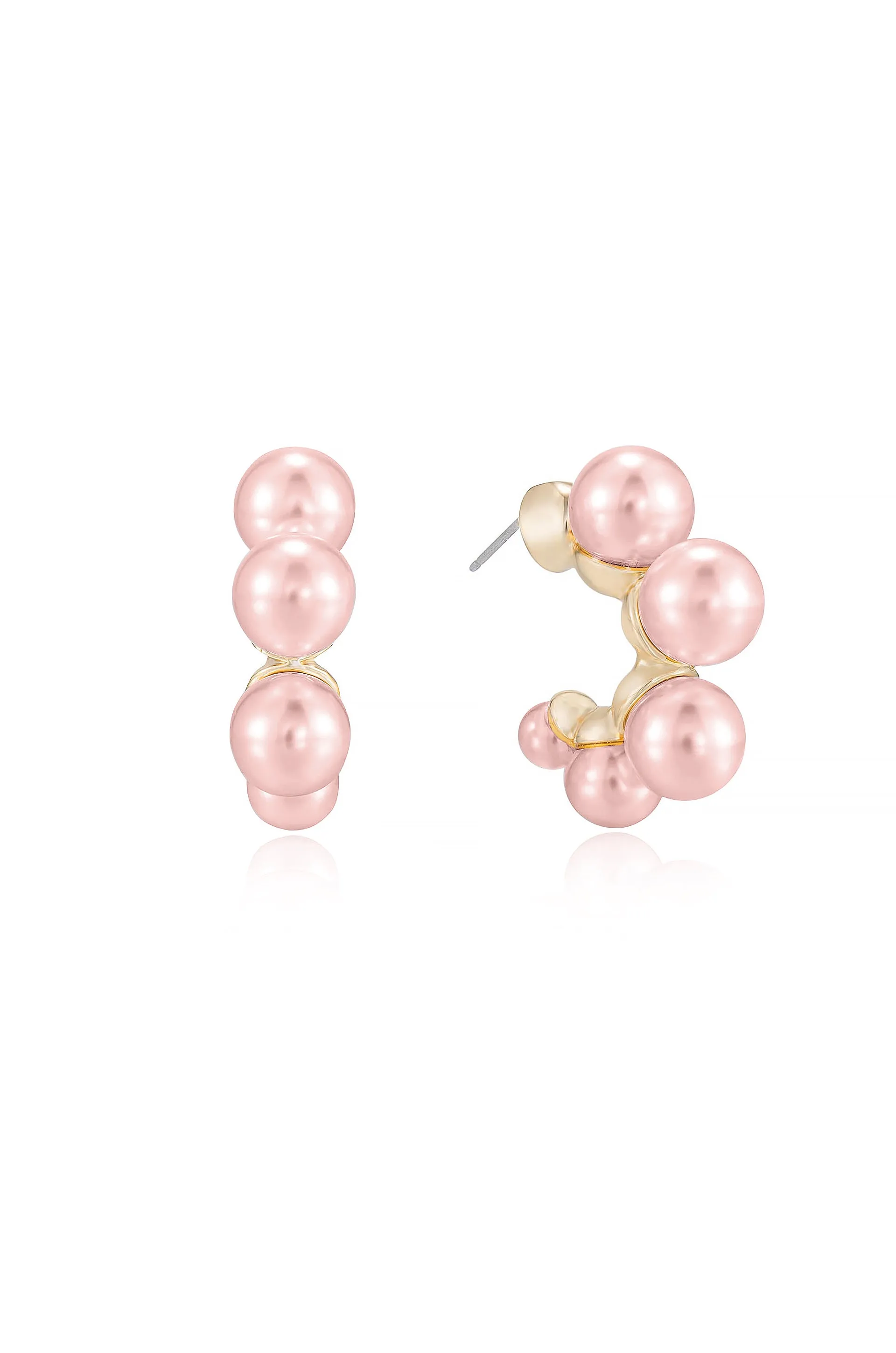 Five Point Pearl Hoop Earrings