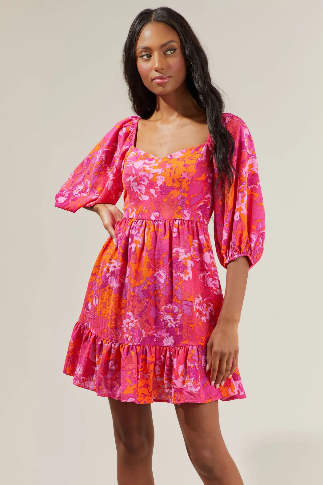 Flirty Floral Evy Sweetheart Mini Dress