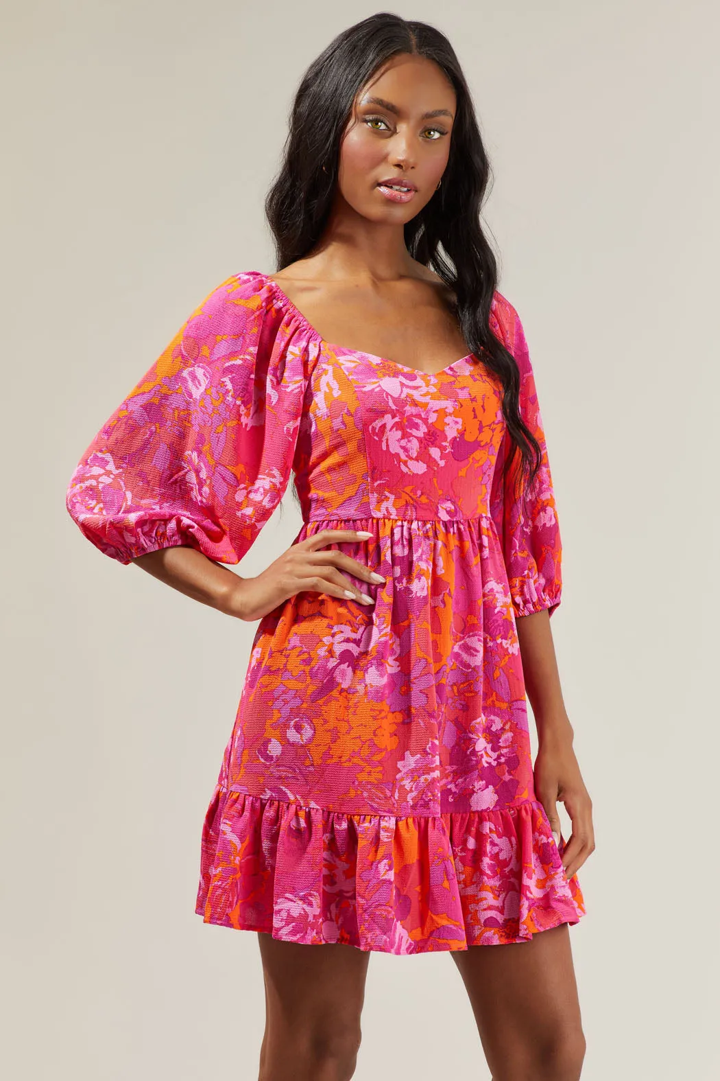 Flirty Floral Evy Sweetheart Mini Dress