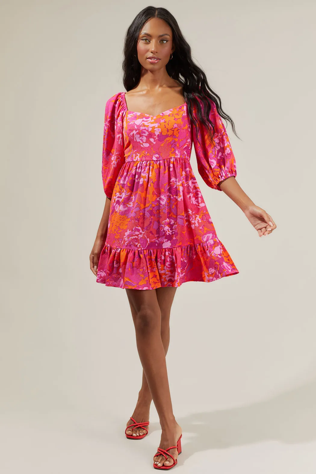 Flirty Floral Evy Sweetheart Mini Dress