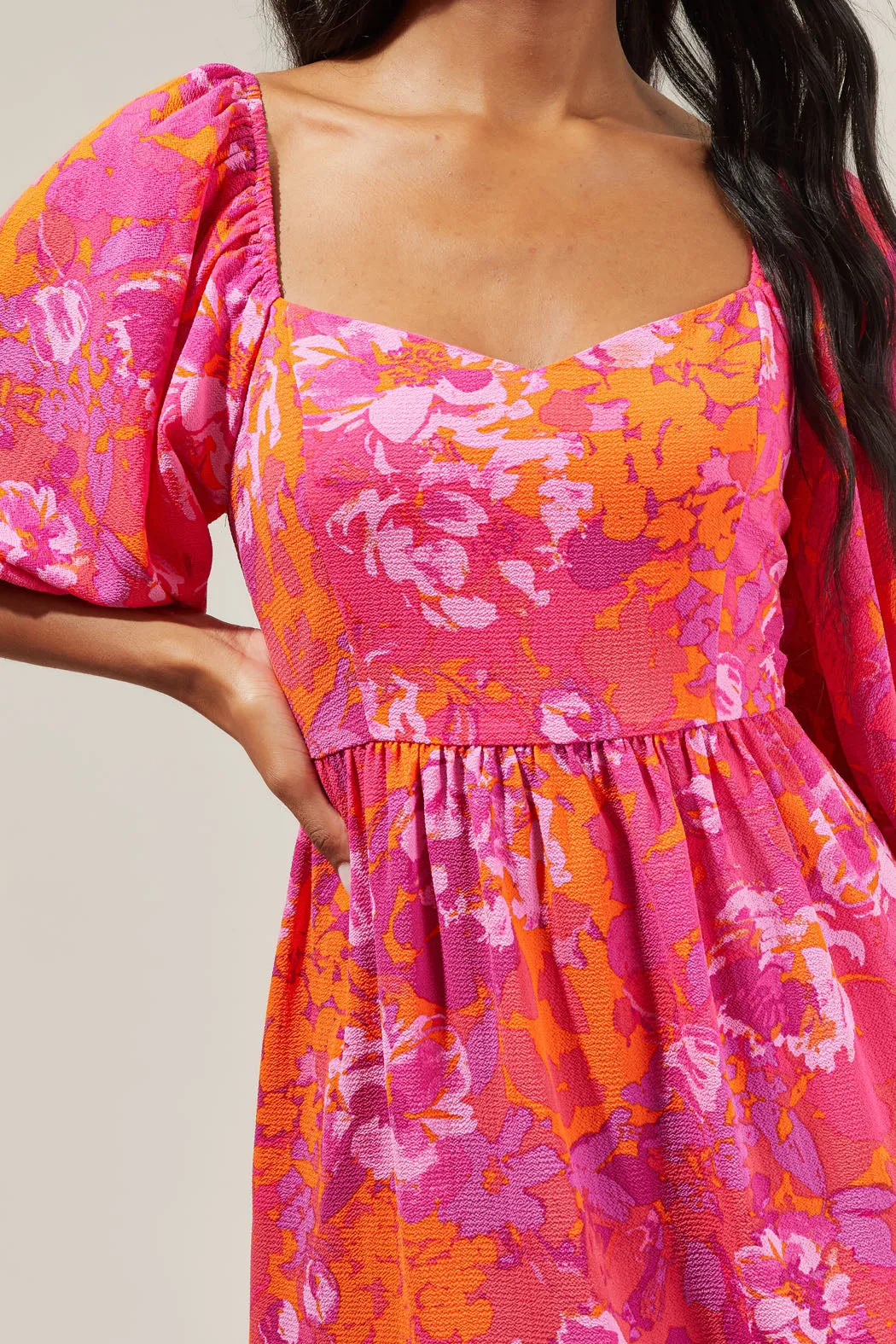 Flirty Floral Evy Sweetheart Mini Dress