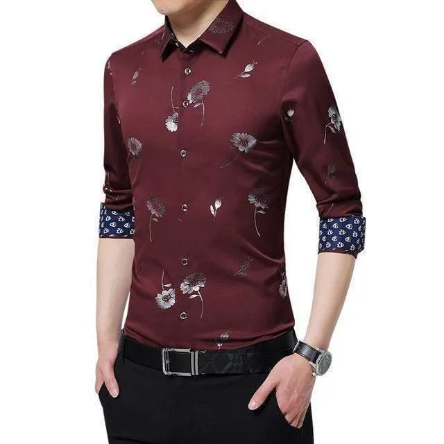 Floral Casual Shirt For Men, Slim Fit