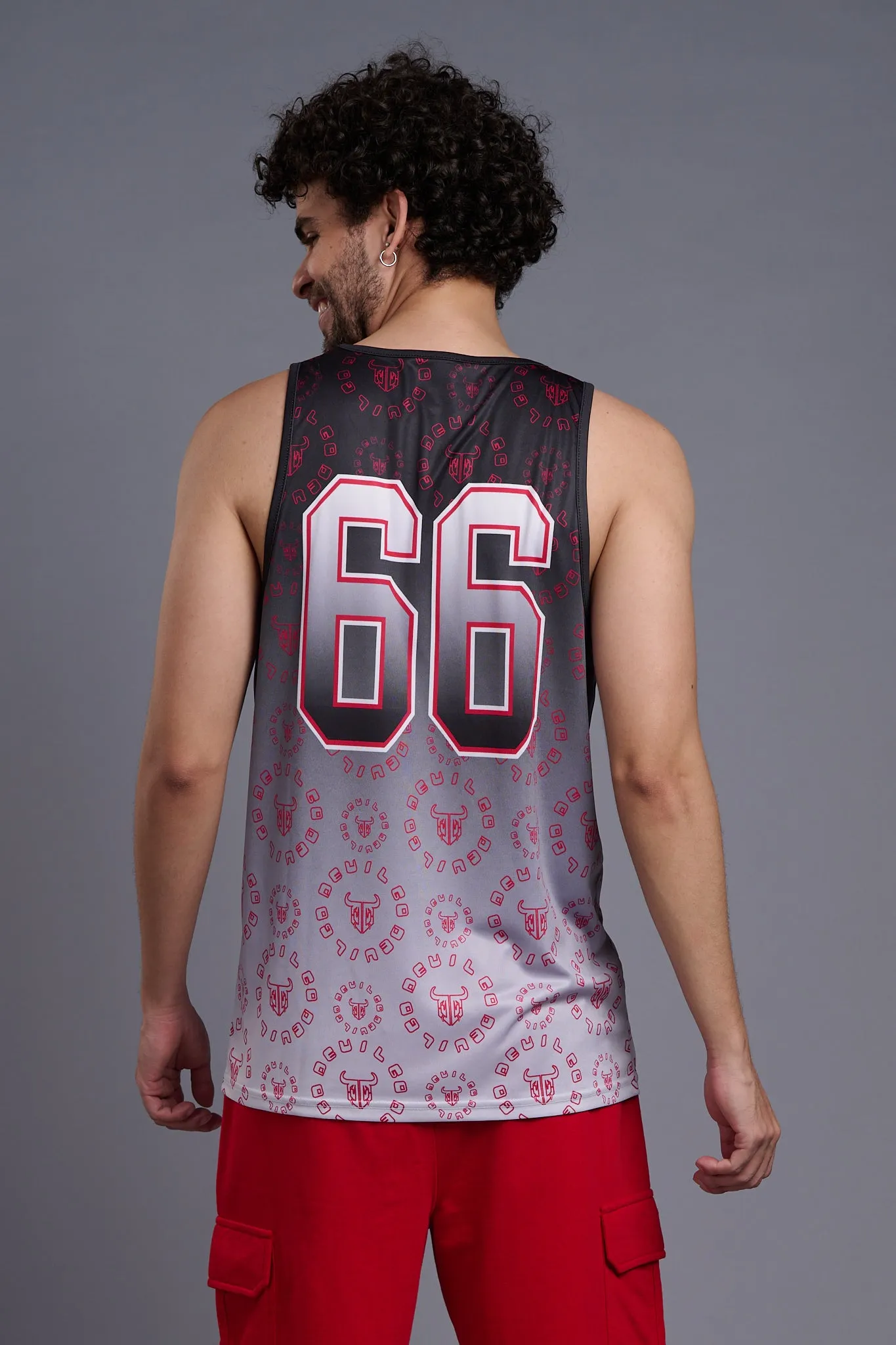 Go Devil 66 With Logo & Gradient Printed Black & White Vests for Men