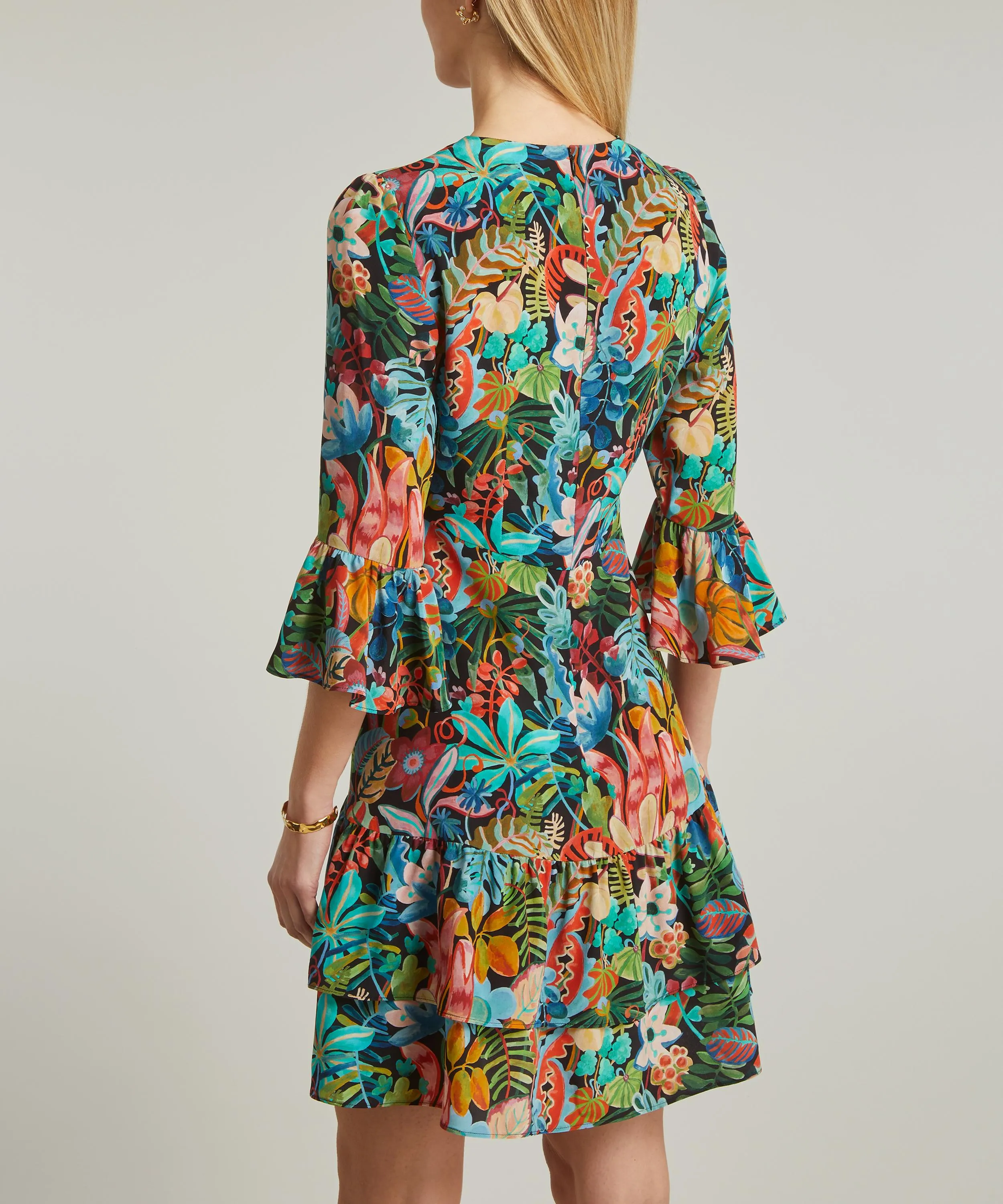 Jungle Trip Silk Crepe de Chine Gala Mini-Dress 