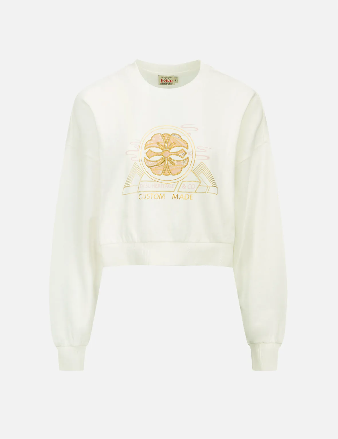 Kamon Brocade Appliqué Cropped Sweatshirt