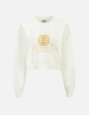 Kamon Brocade Appliqué Cropped Sweatshirt