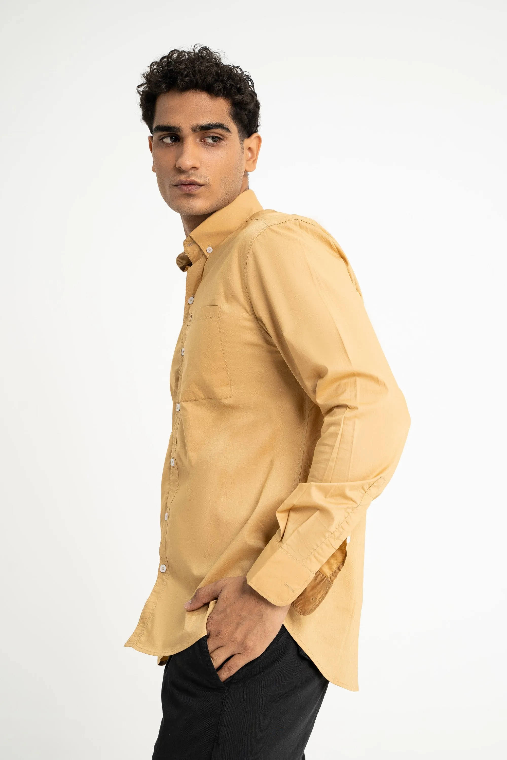 Khaki Cotton Casual Shirt