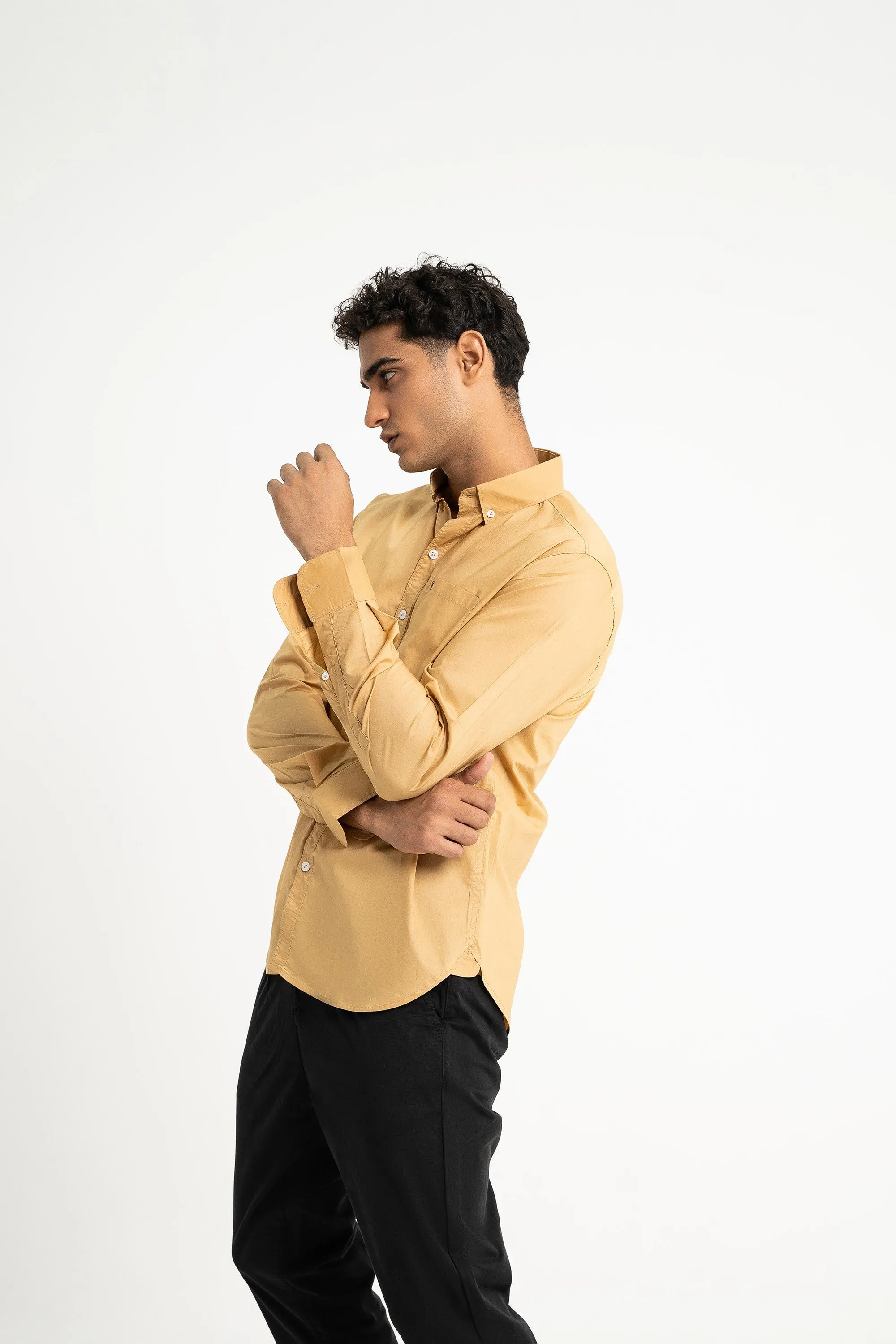 Khaki Cotton Casual Shirt