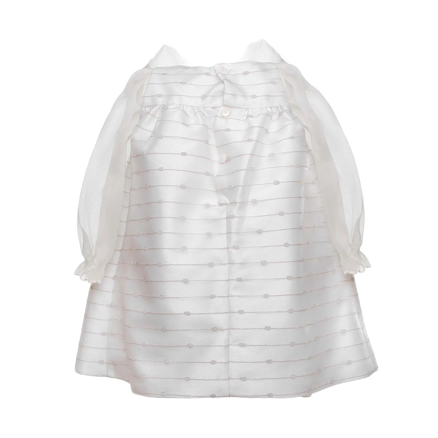 La Stupenderia White Silk Mini Dress For Baby Girls