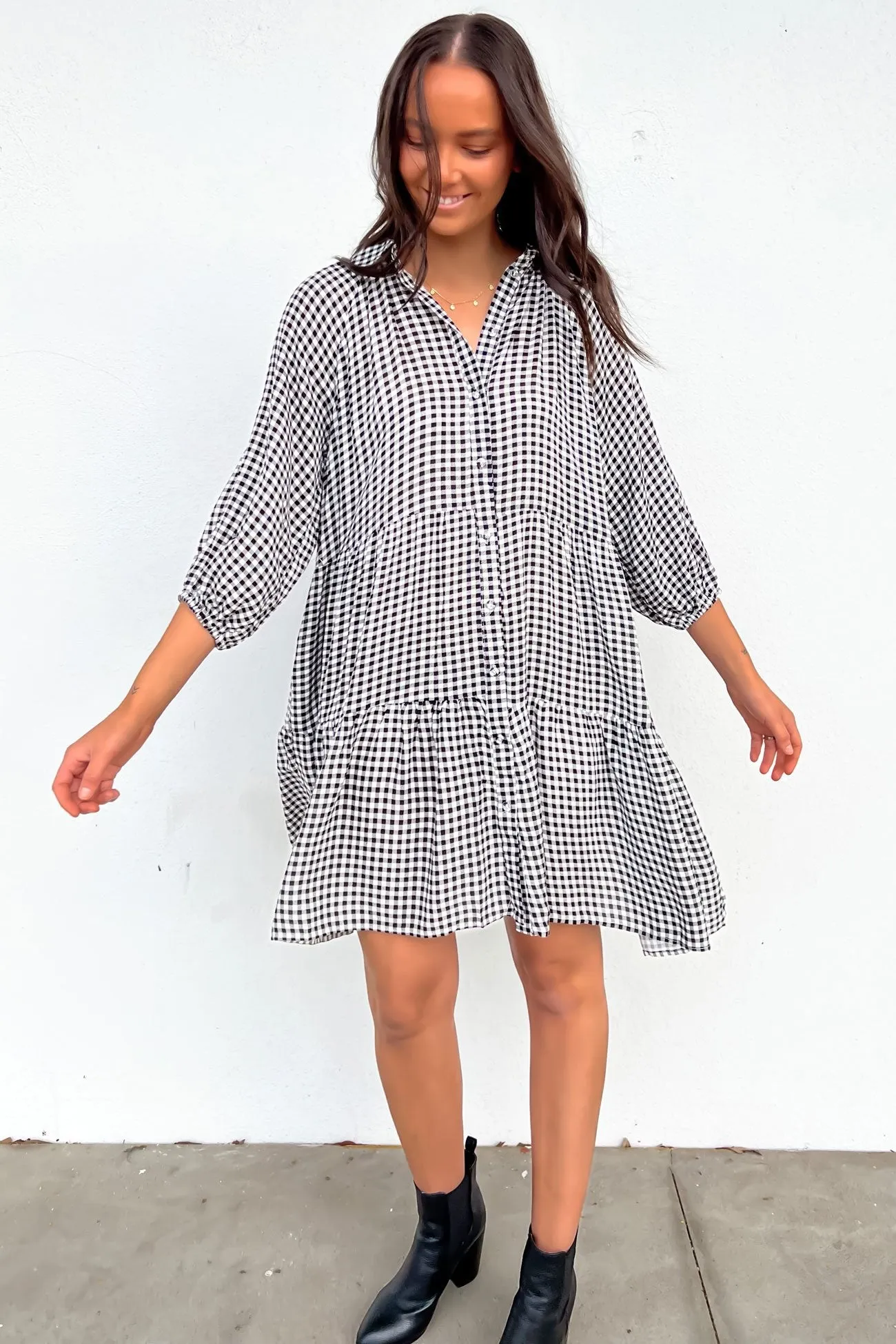 Lara Mini Dress Black Check