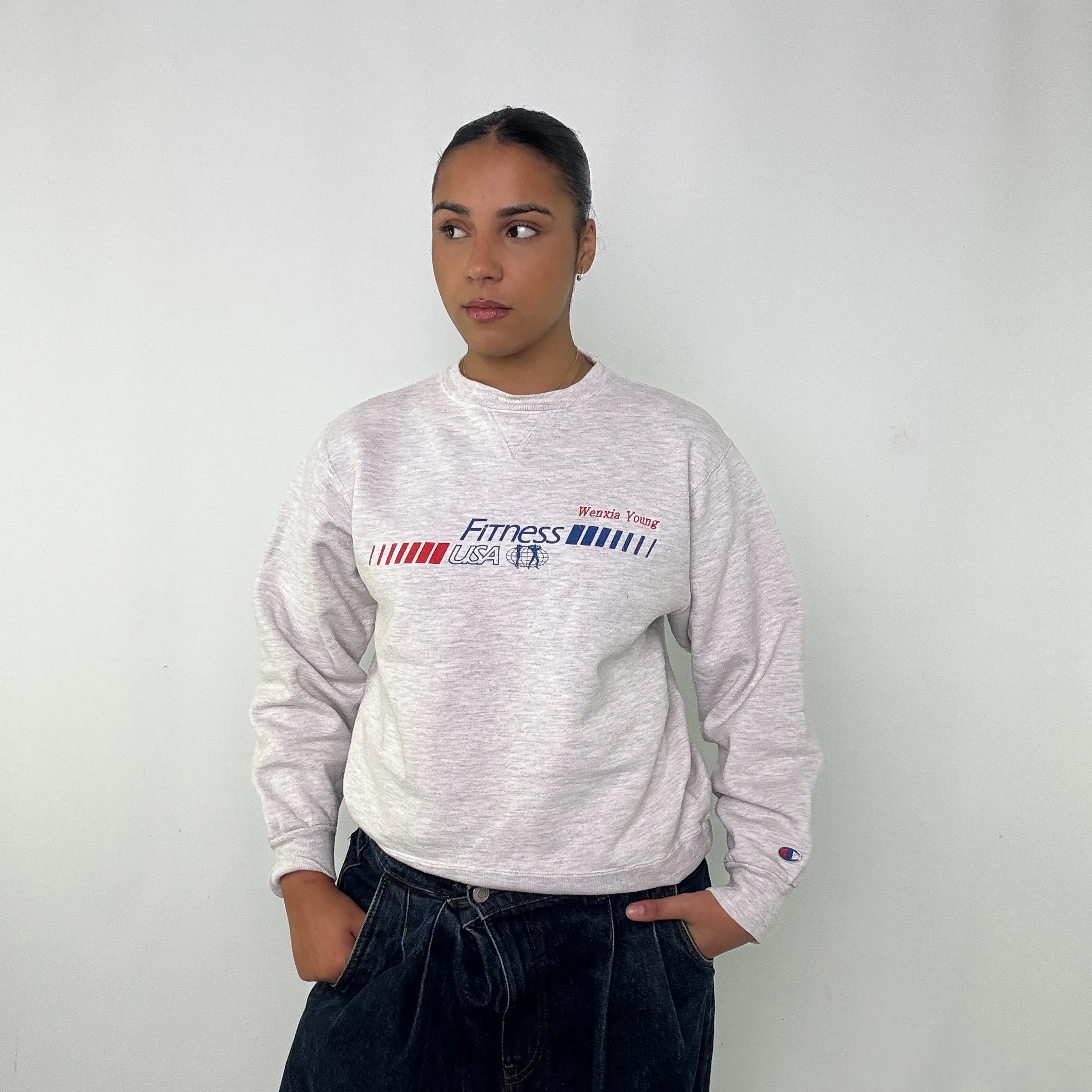 Light Grey y2ks Champion Sweatshirt (L)