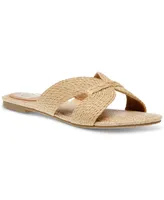 Macy's Dv Dolce Vita Women's Geeya Raffia Criss Cross Strap Flat Slide Sandals