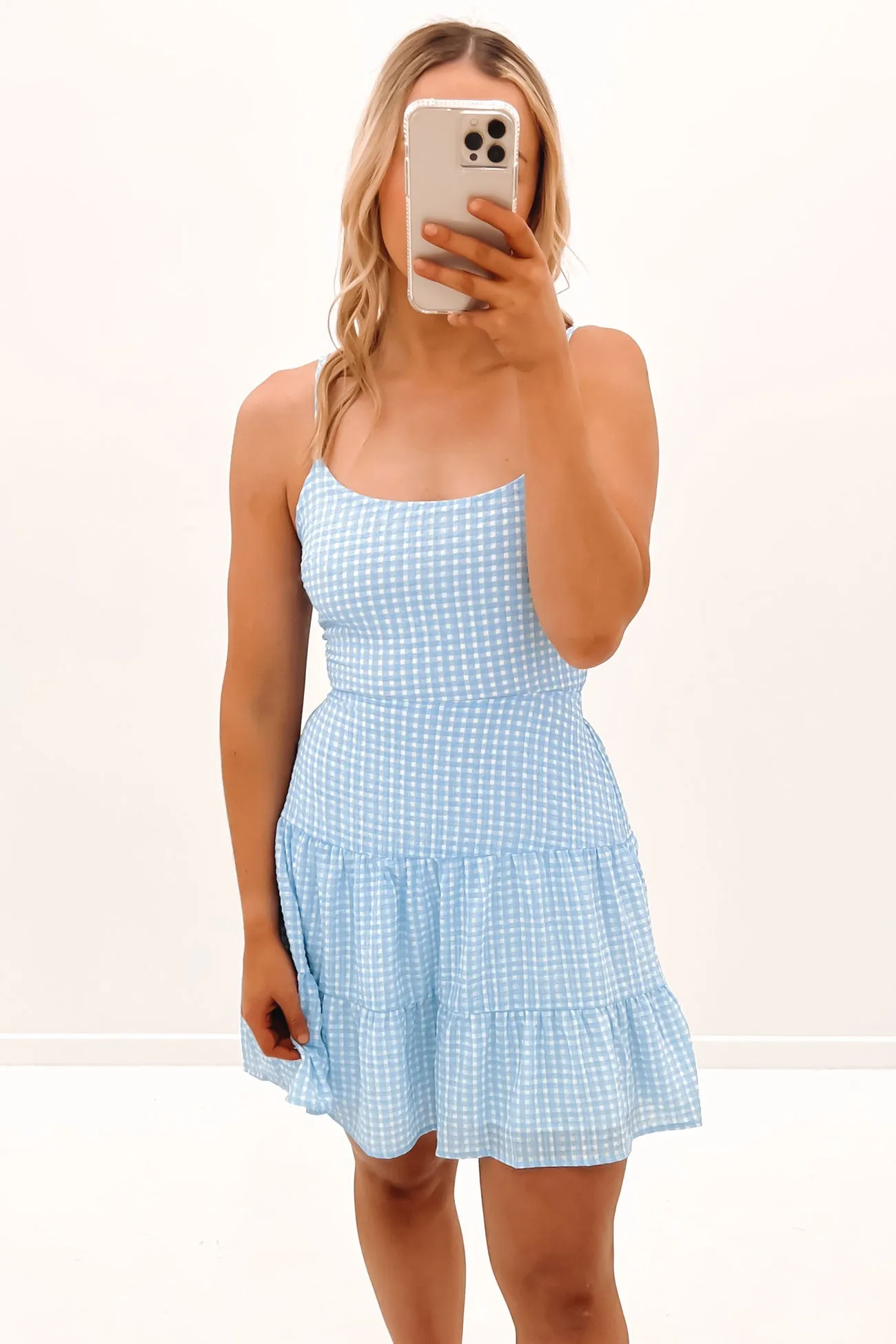 Maisy Check Mini Dress Blue