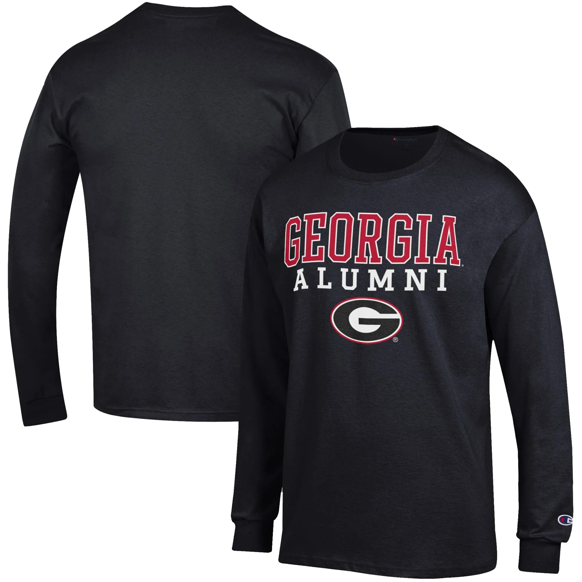 Men's Champion  Black Georgia Bulldogs Alumni Logo Stack Long Sleeve T-Shirt