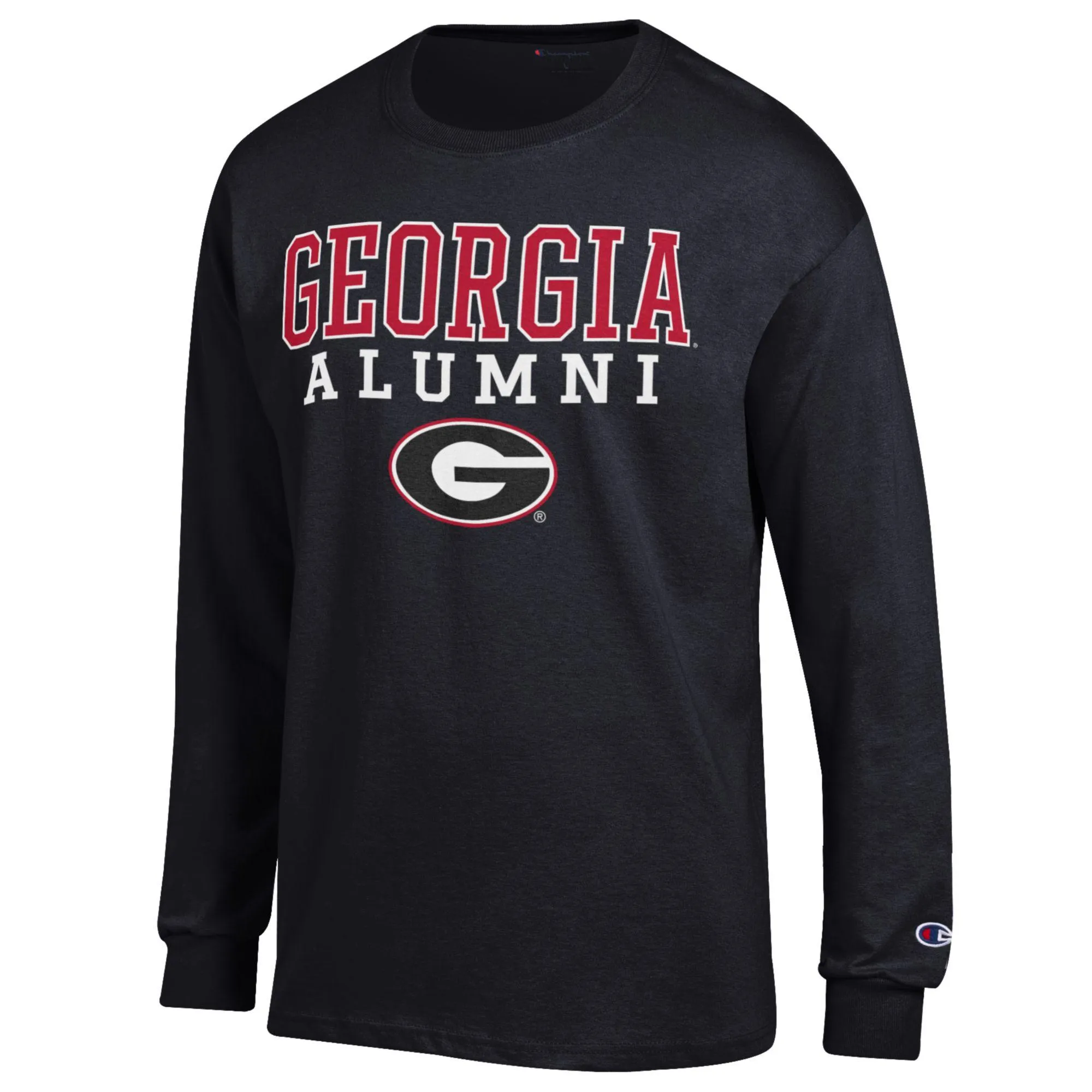 Men's Champion  Black Georgia Bulldogs Alumni Logo Stack Long Sleeve T-Shirt