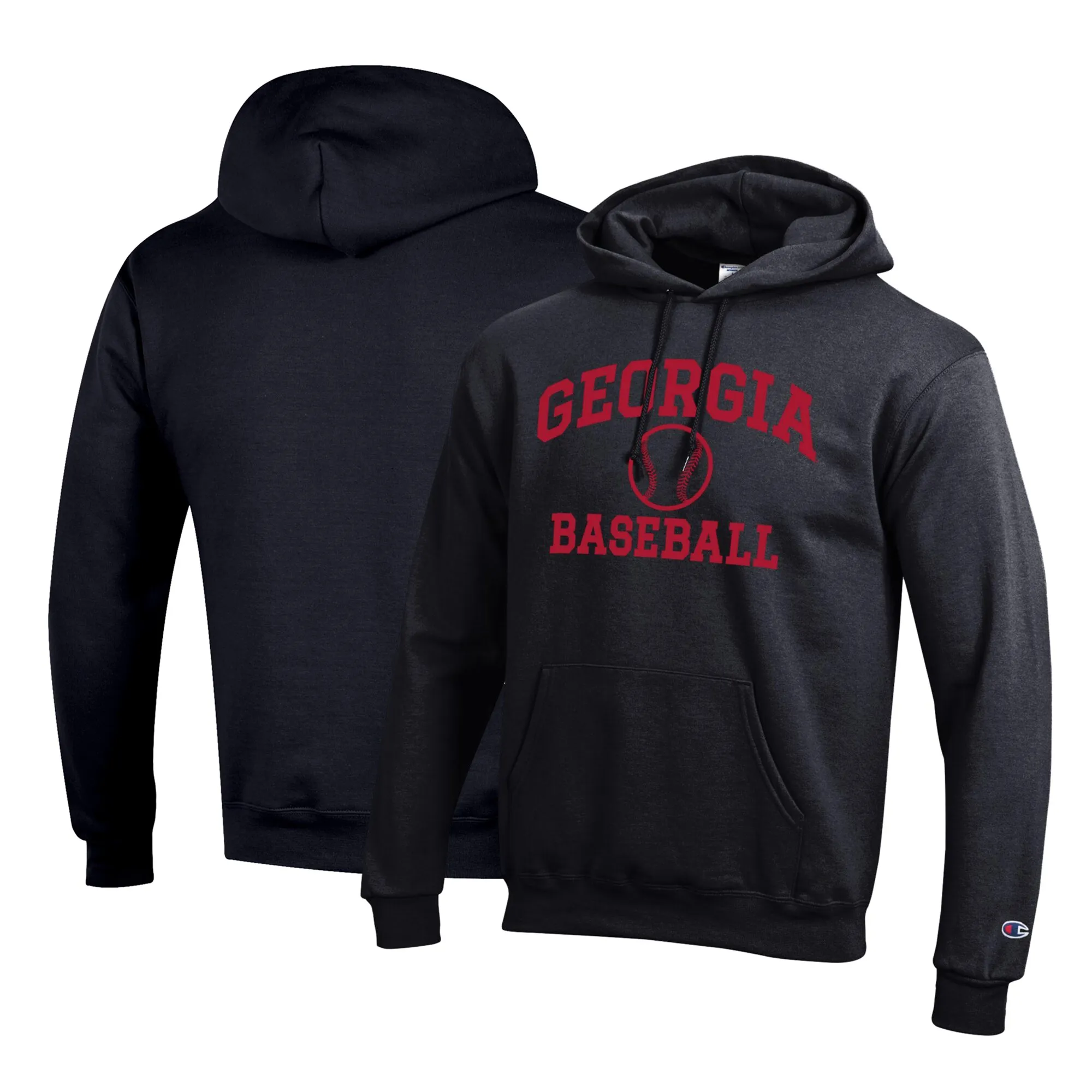 Men's Champion Black Georgia Bulldogs Icon Baseball Powerblend Pullover Hoodie