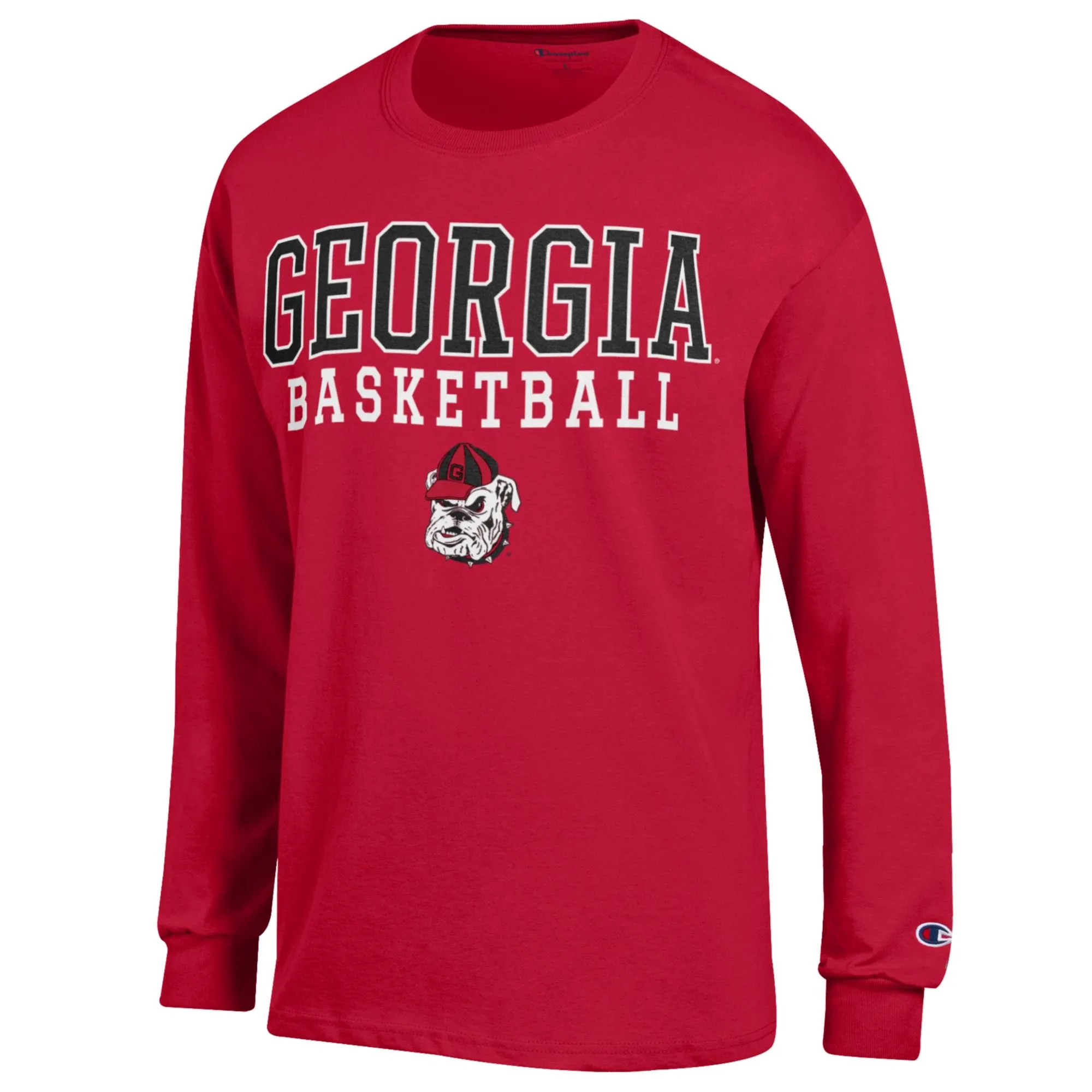 Men's Champion Red Georgia Bulldogs Basketball Stack Long Sleeve T-Shirt