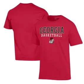 Men's Champion Red Georgia Bulldogs Basketball Stack T-Shirt