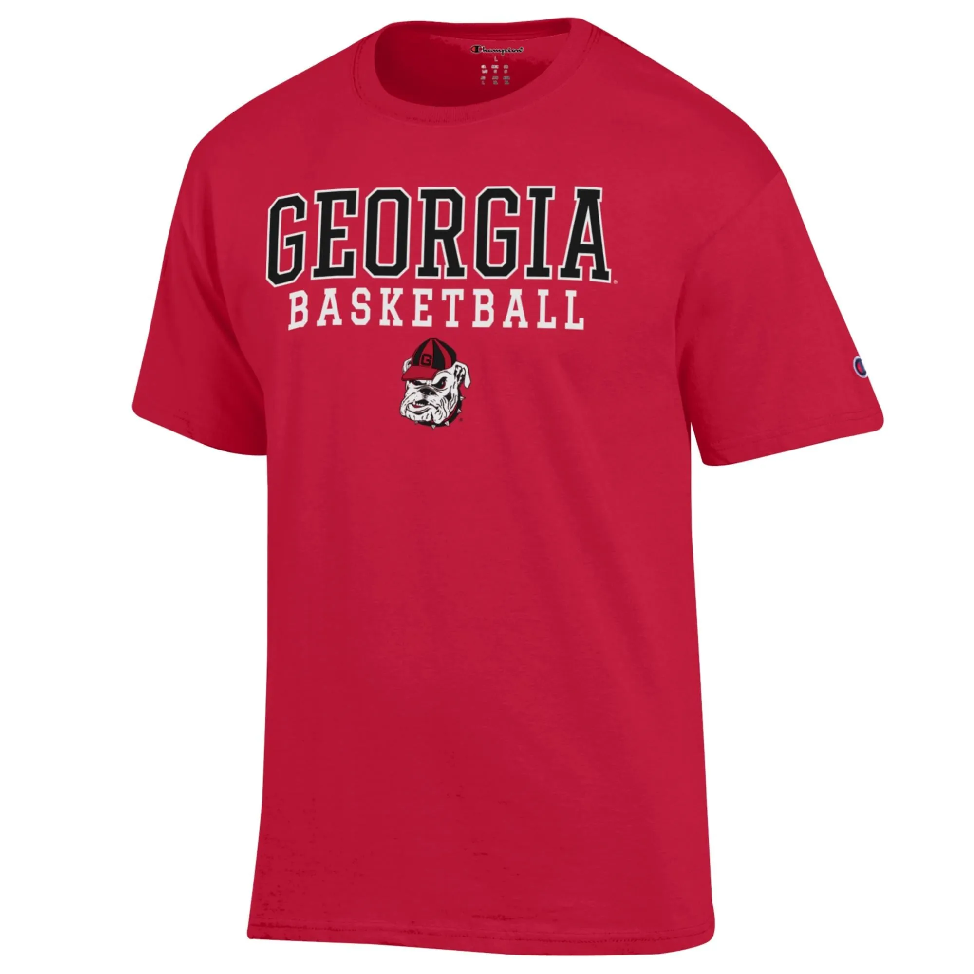 Men's Champion Red Georgia Bulldogs Basketball Stack T-Shirt