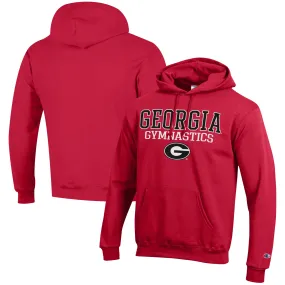 Men's Champion  Red Georgia Bulldogs Gymnastics Stack Powerblend Pullover Hoodie