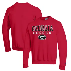 Men's Champion Red Georgia Bulldogs Soccer Stack Logo Powerblend Pullover Sweatshirt