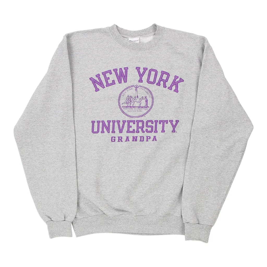 New York University Champion College Sweatshirt - Medium Grey Cotton Blend