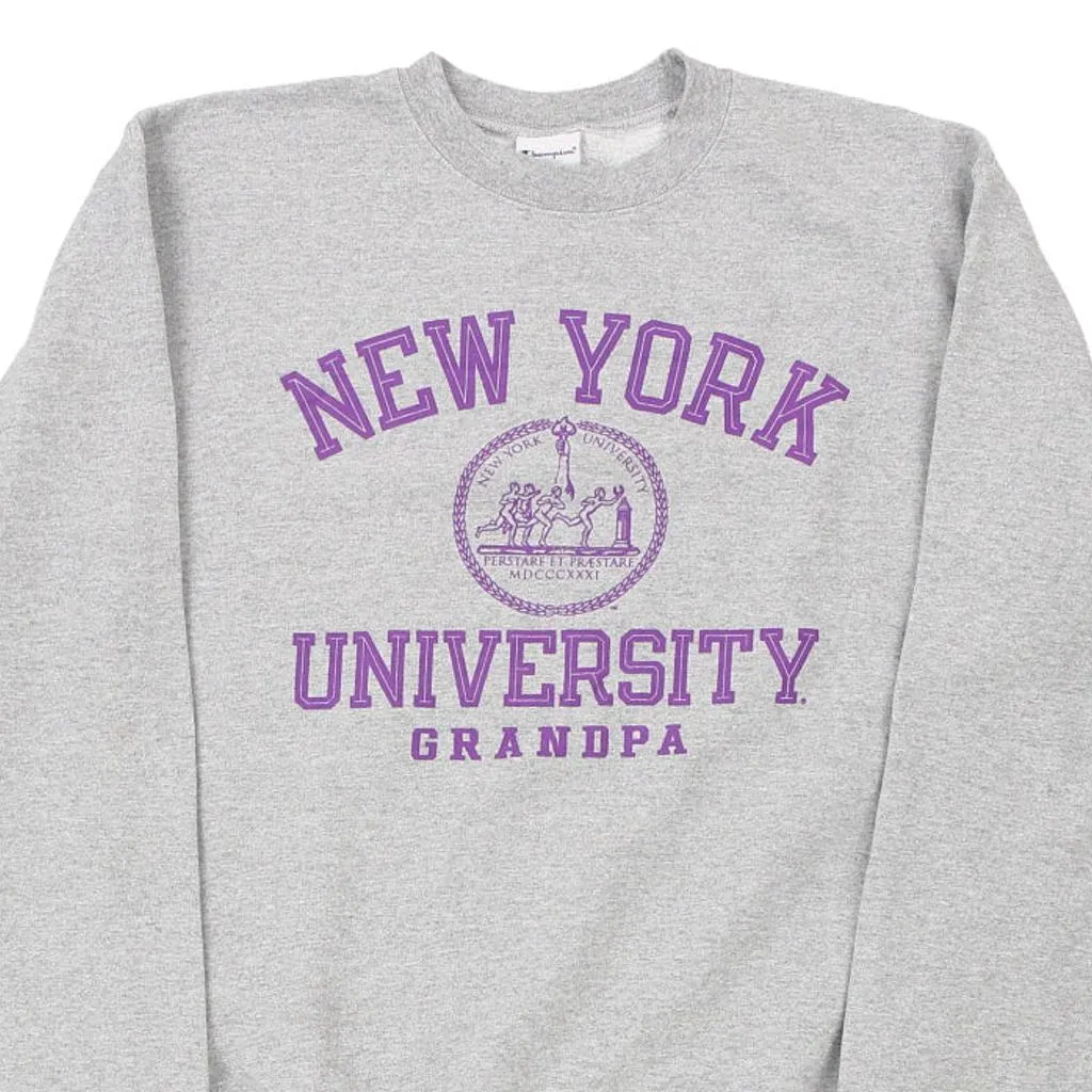 New York University Champion College Sweatshirt - Medium Grey Cotton Blend