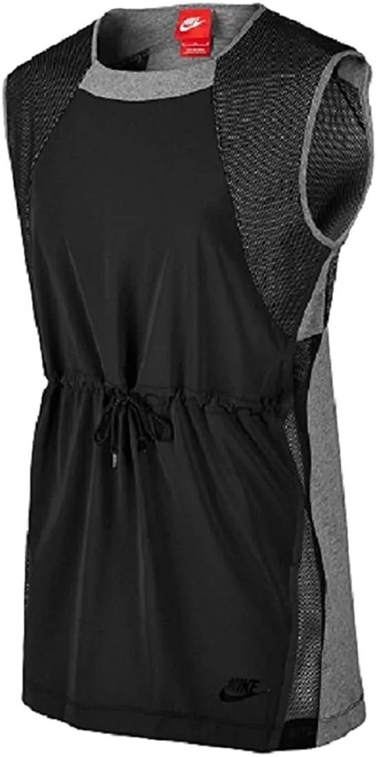 Nike Women's Bonded Sleeveless Sport Casual Top-Black/Heather Grey-Large