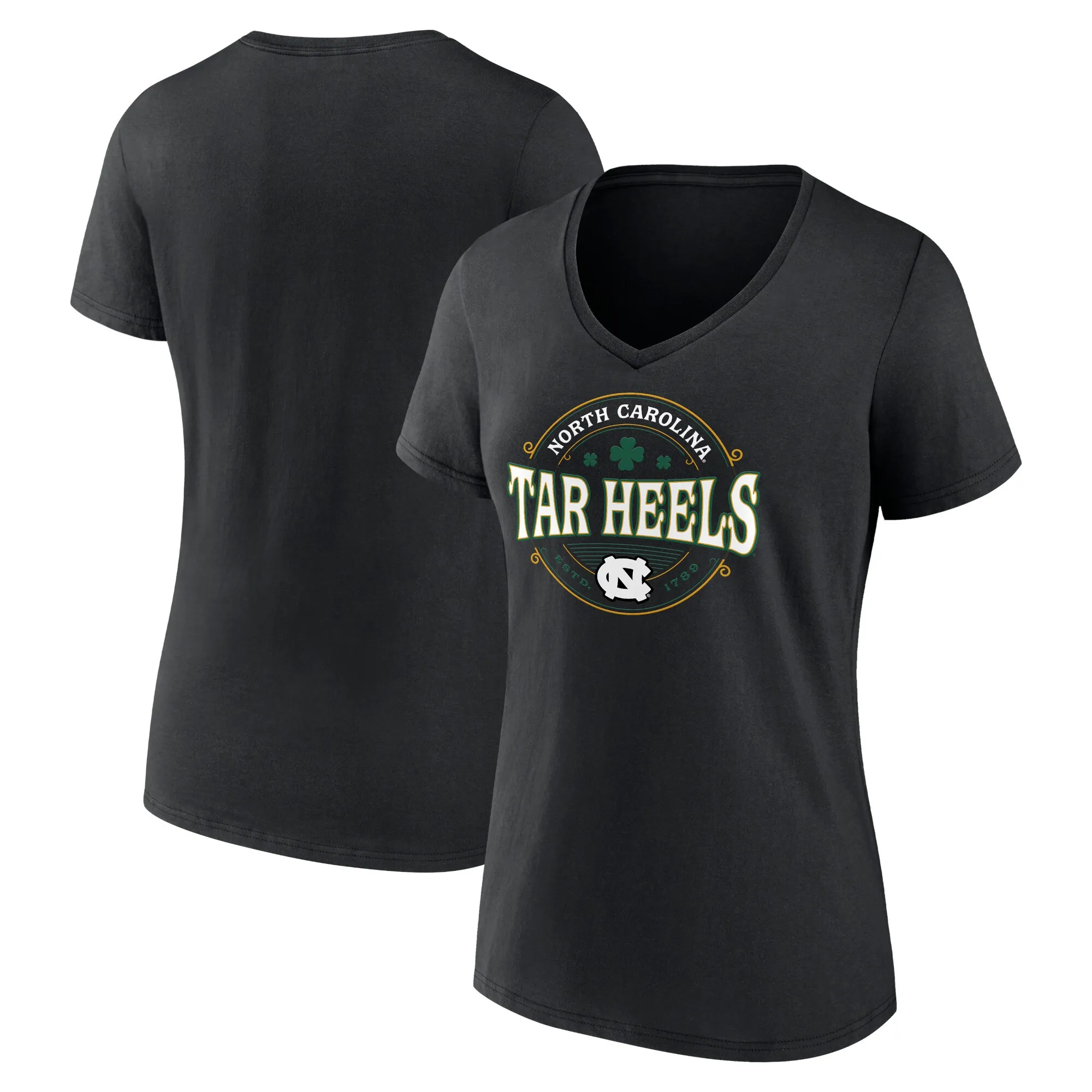 North Carolina Tar Heels Women's Black St. Patrick's Day Lucky V-Neck T-Shirt