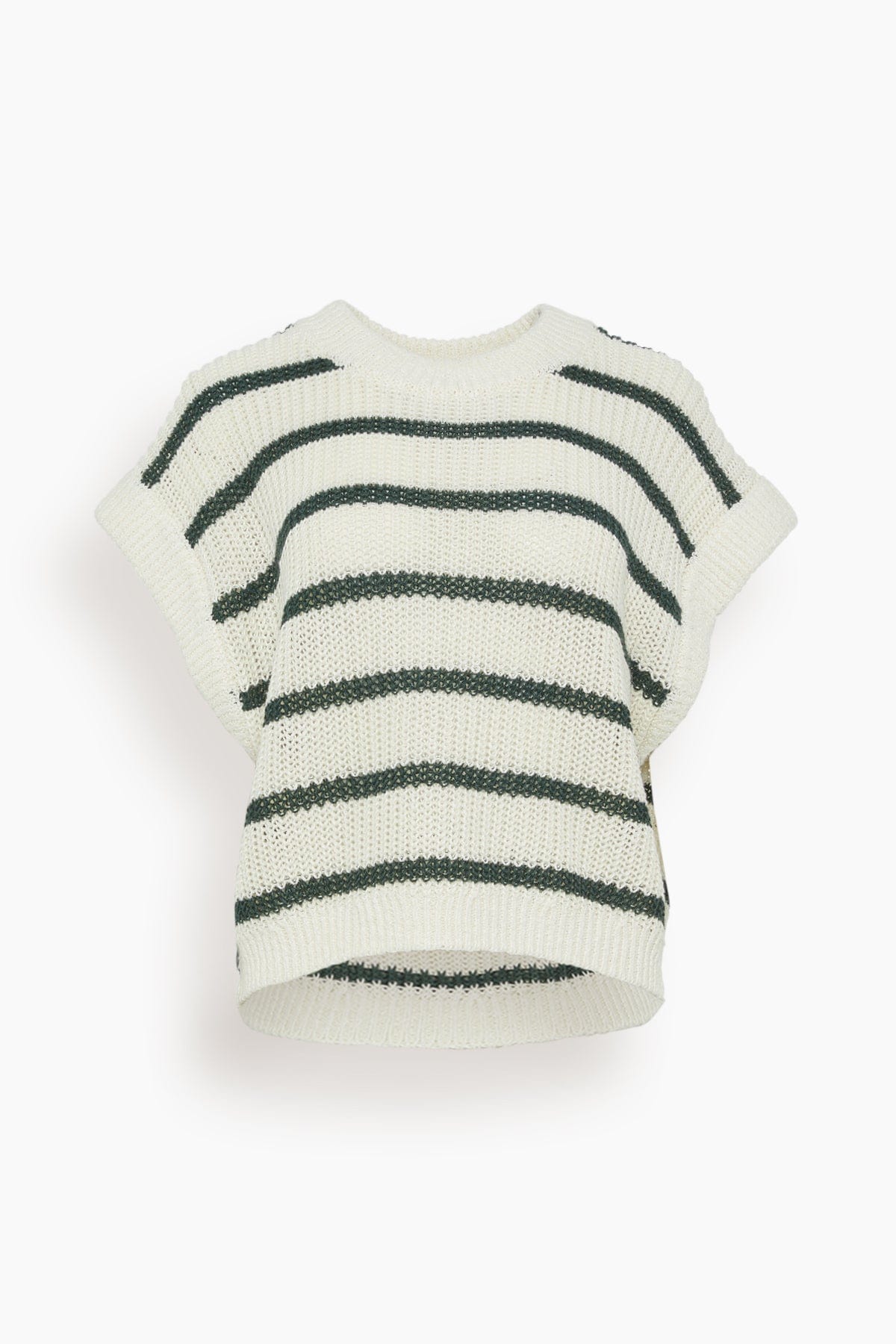 Oliva Linen Vest in Cream and Olivos Stripe