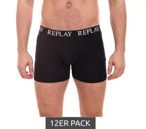 Pack of 12 REPLAY men s retro boxer shorts cotton underwear I101102-002 N011 black