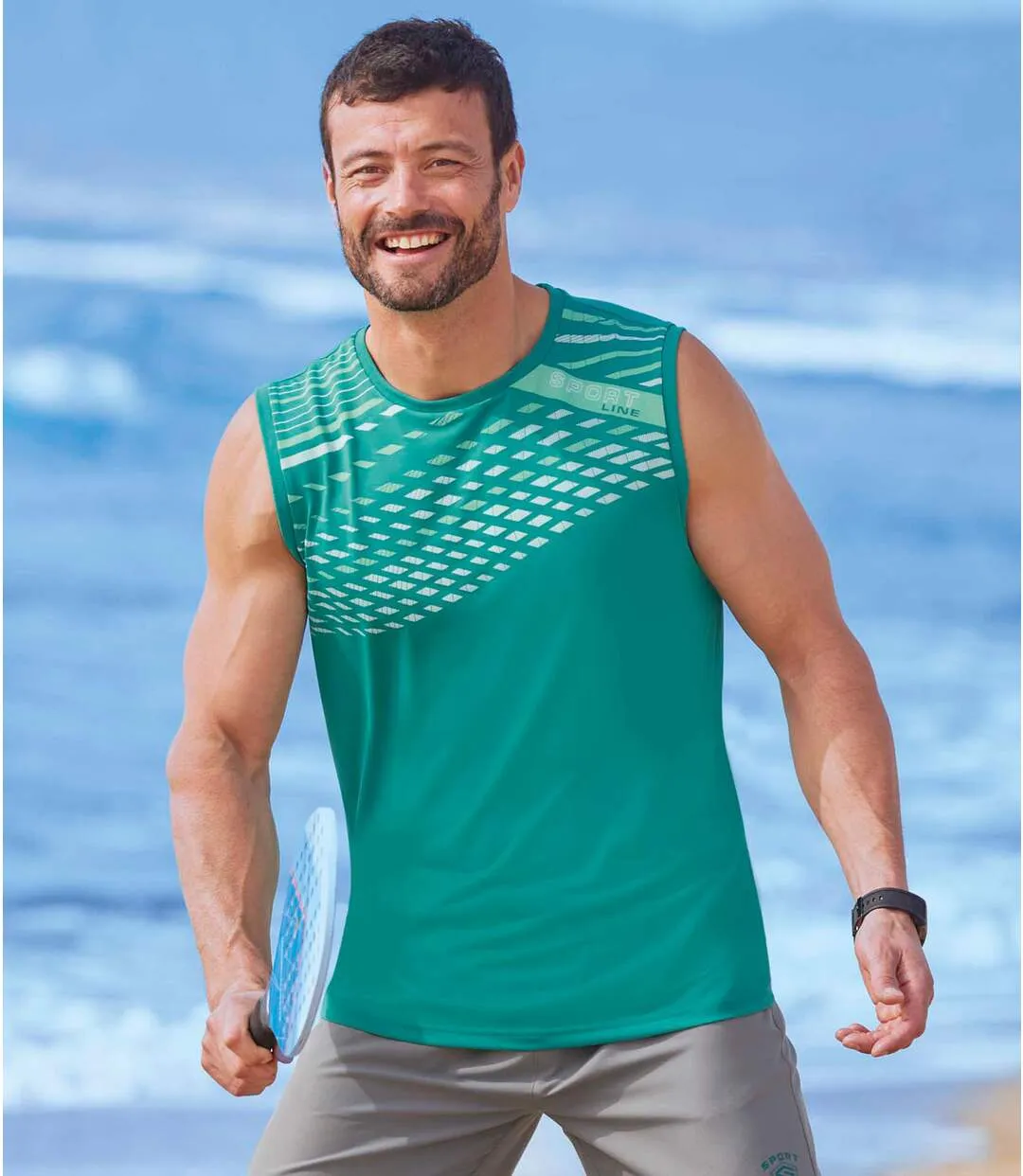 Pack of 3 Men's Summer Vests - Green White