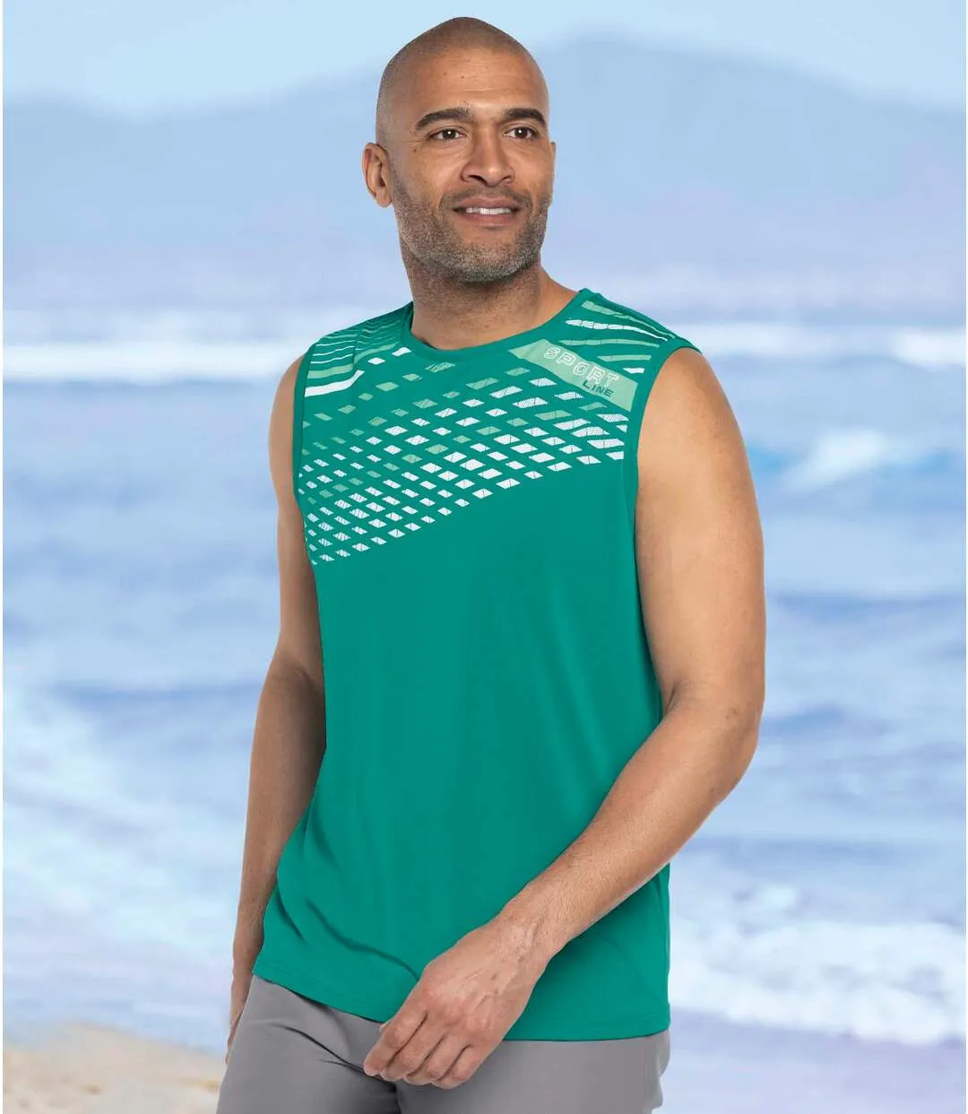 Pack of 3 Men's Summer Vests - Green White