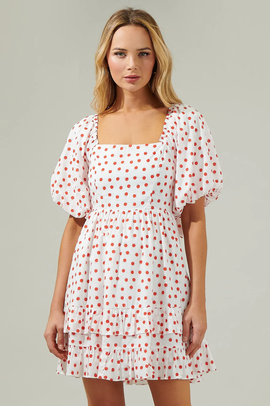 Paola Dots Poplin Ruffle Mini Dress