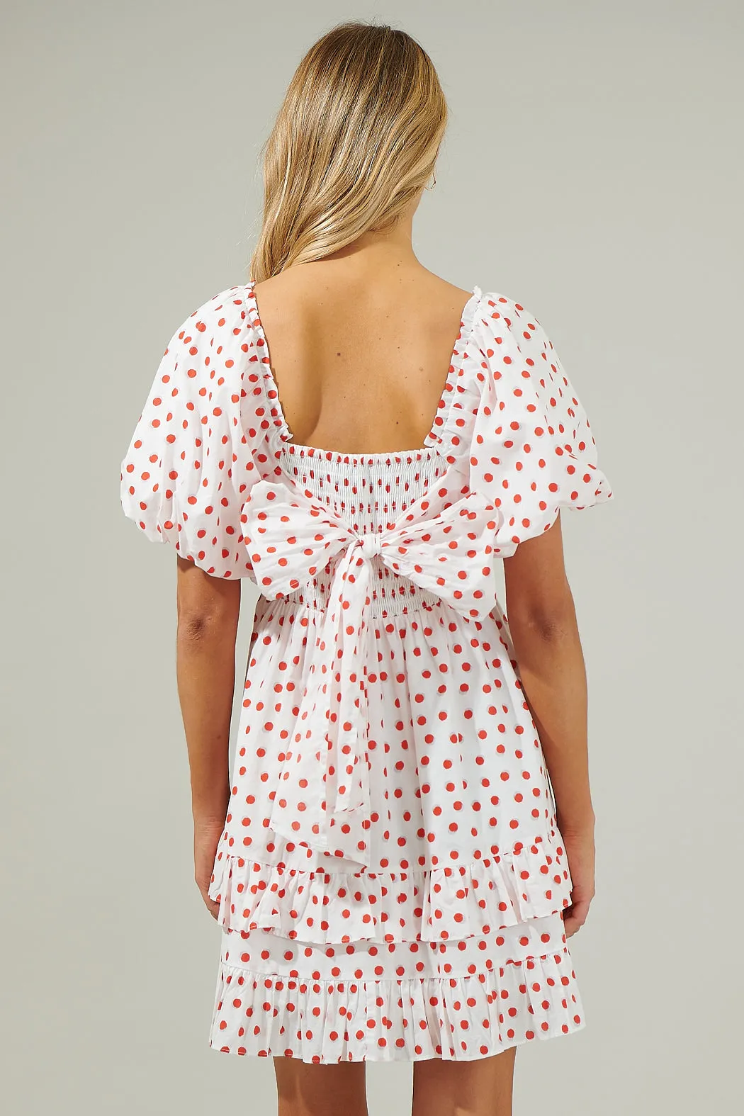 Paola Dots Poplin Ruffle Mini Dress