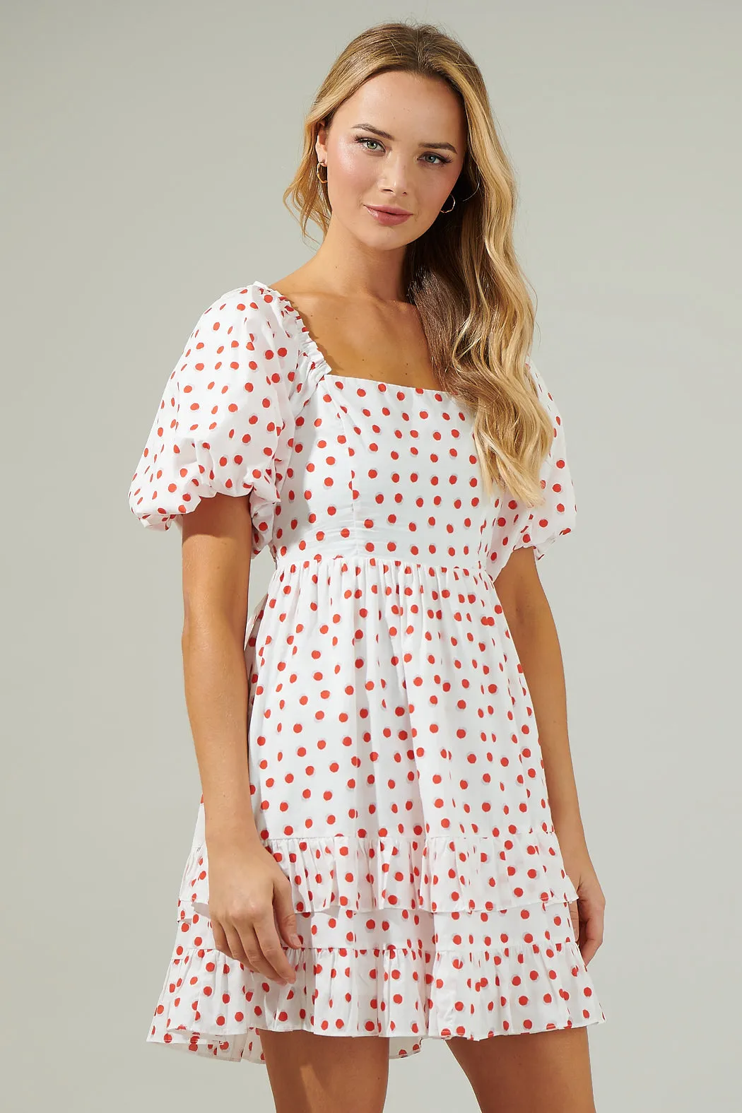 Paola Dots Poplin Ruffle Mini Dress