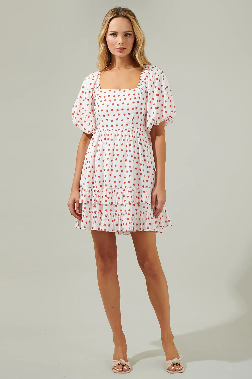 Paola Dots Poplin Ruffle Mini Dress