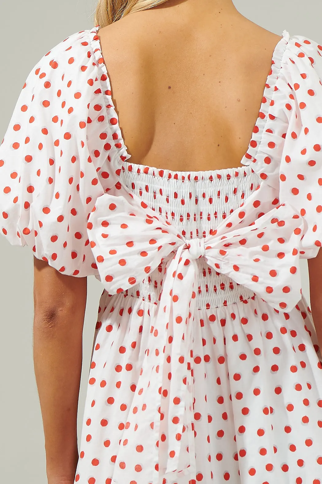 Paola Dots Poplin Ruffle Mini Dress