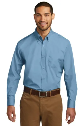 Port Authority Long Sleeve Carefree Poplin Shirt W100 Carolina Blue