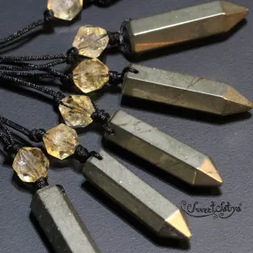 Pyrite Point-Citrine Necklace